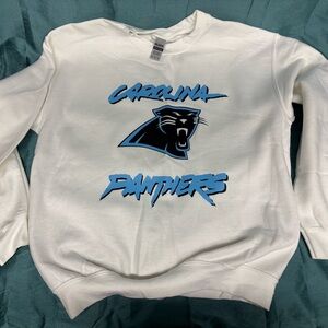 Gildan White Sweatshirt with Blue Text